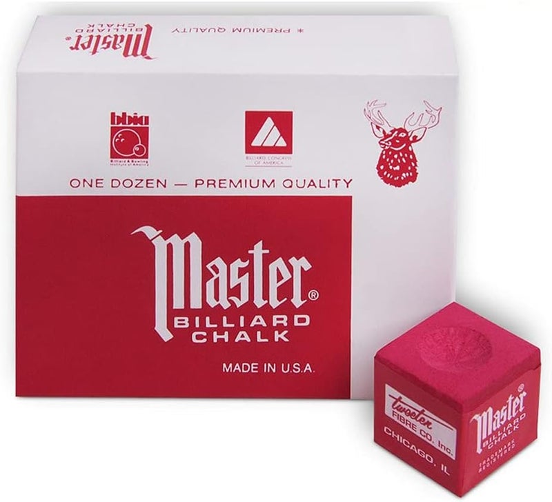 Master Chalk Master Billiard Pool Cue Chalk Premium Quality - 1 Dozen - Made in The USA + 2 pcs of Quality Billiard Pool Table Spots by Tweeten Fibre Co. - Image 3